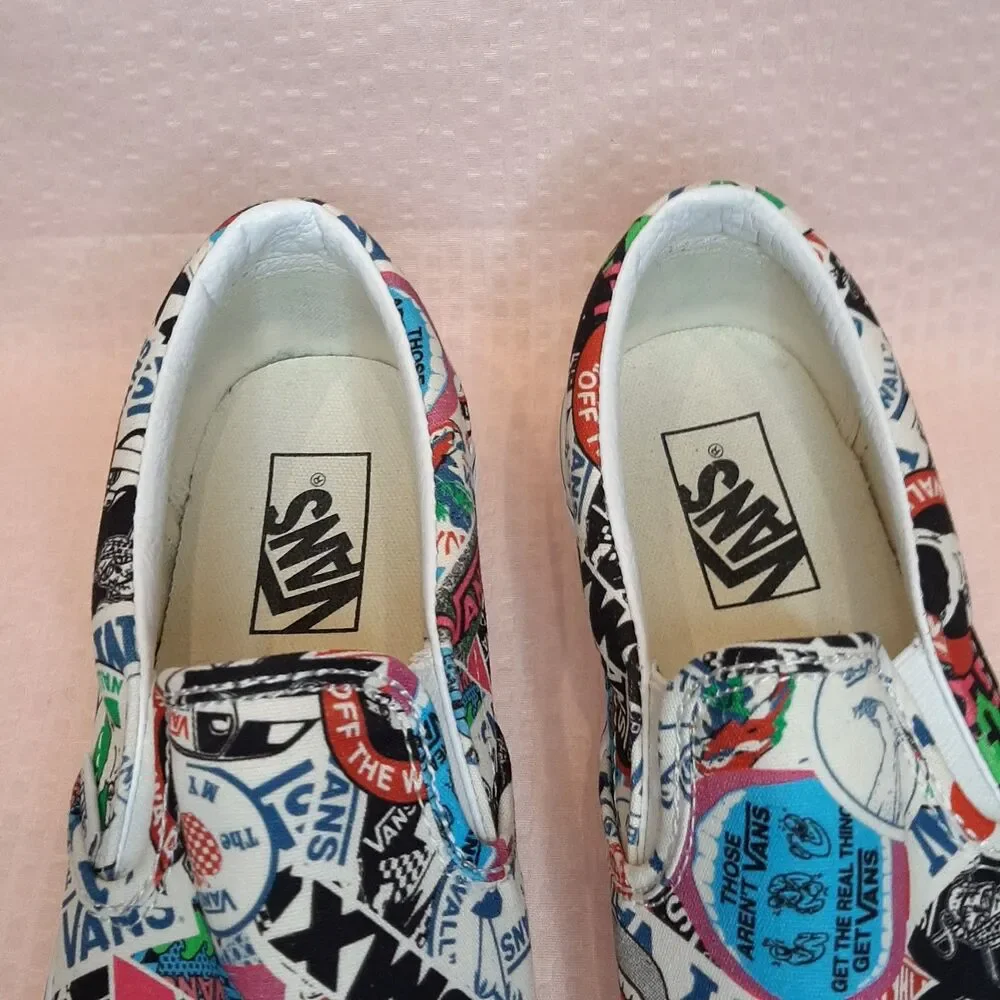 Vans Off The Wall Slip-On Shoes Multicolor Men Size 8.5 Stickers Skateboard - Picture 4 of 9
